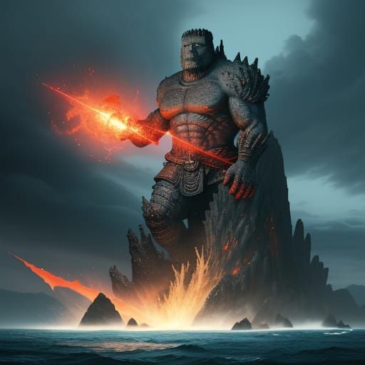 Colossal Sponge Warrior: Ancient Fossil God