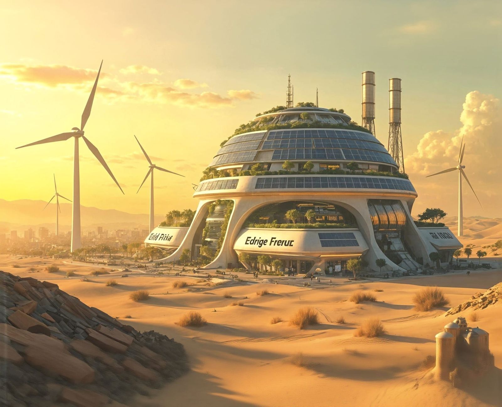 Futuristic Desert Arcology: Eco-Friendly Megastructure