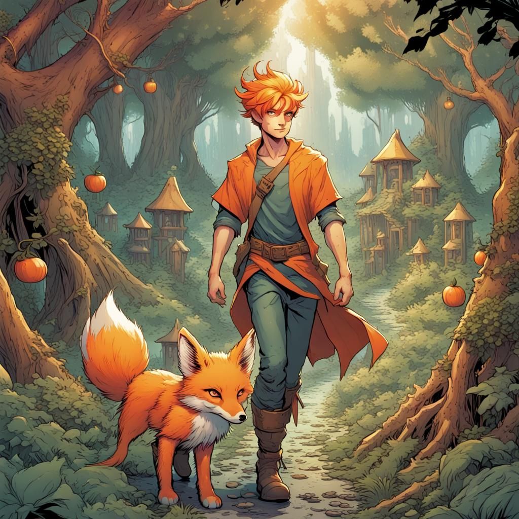 Fox-Eared Fairy in Village, Comic Book Art