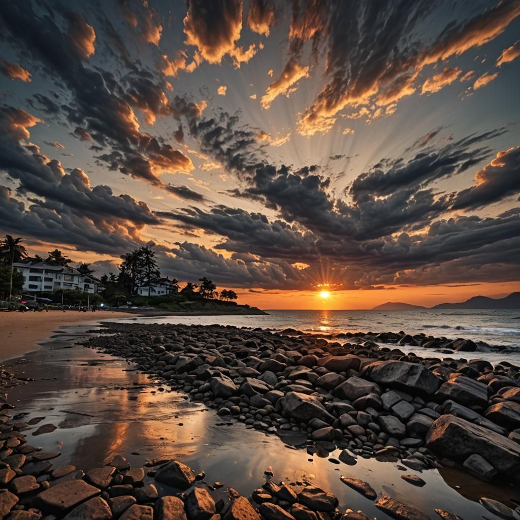 Hyperrealistic Sunset in Cinematic Composition