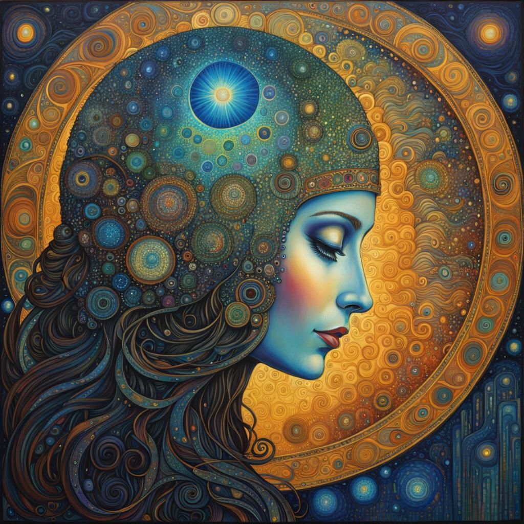 Holographic Echoes: A Modern Klimt-Inspired Vision