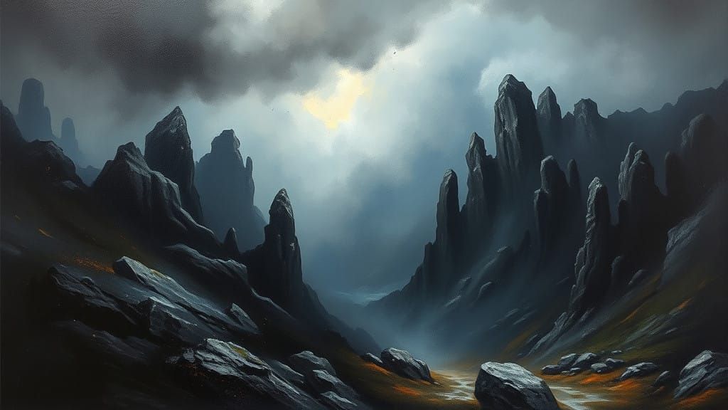 Mysterious Landscape in a Dramatic Oil Painting Style
