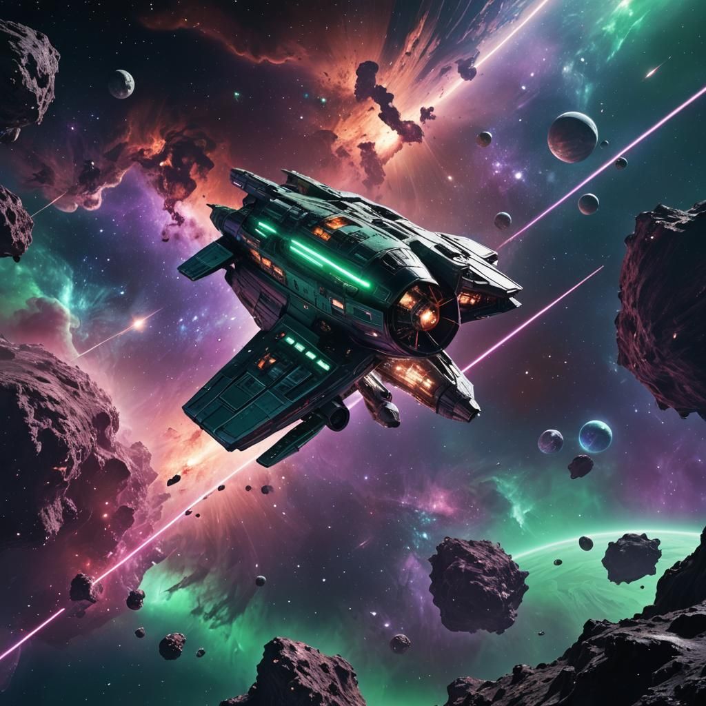 Art Deco Spaceship in Deep Space, Unreal Engine