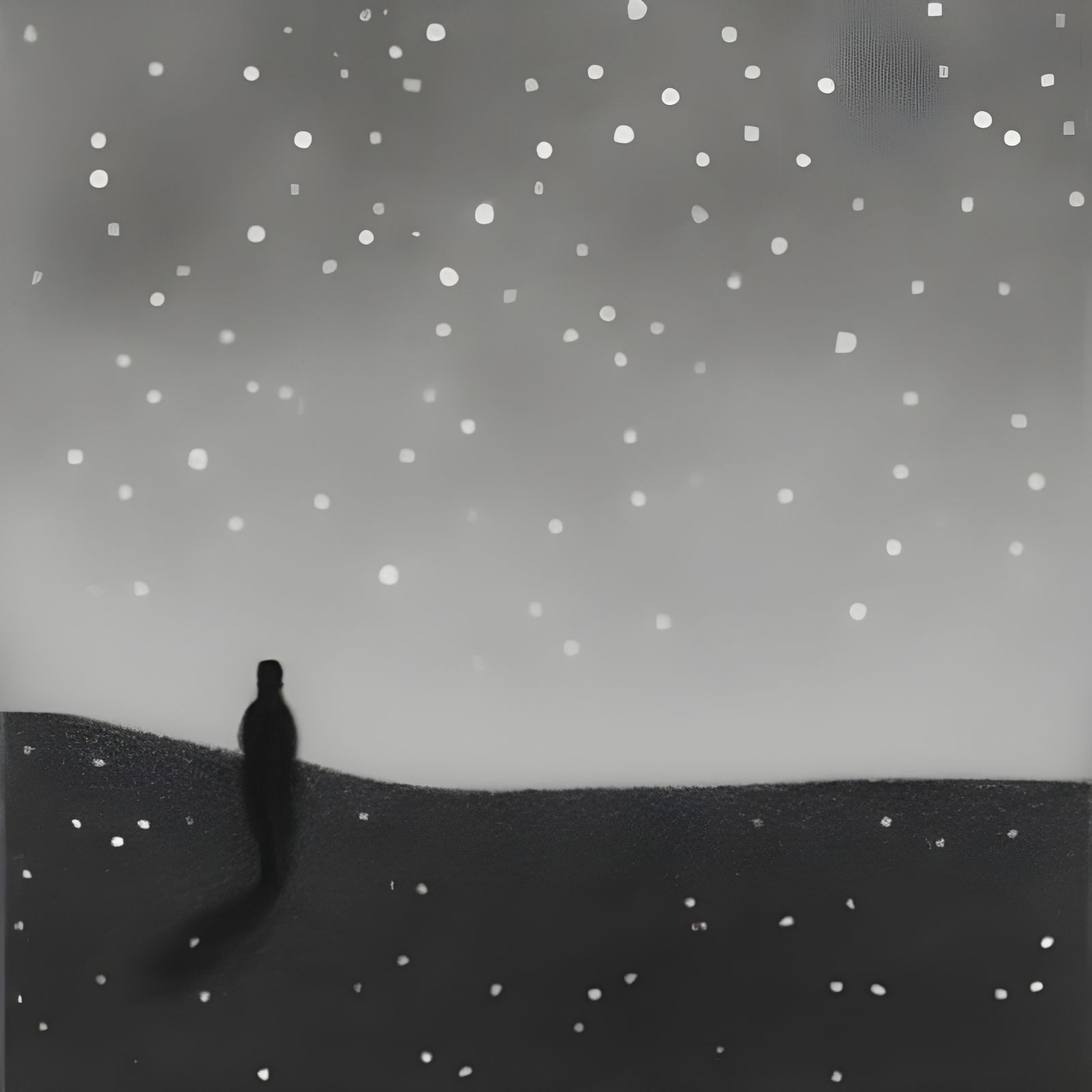 Minimalist Starry Night Charcoal Drawing