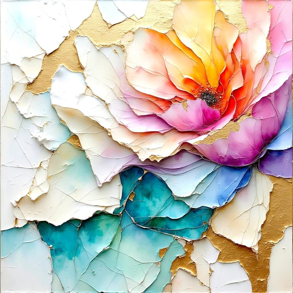 Abstract Metallic Floral Design in Pastel Colors