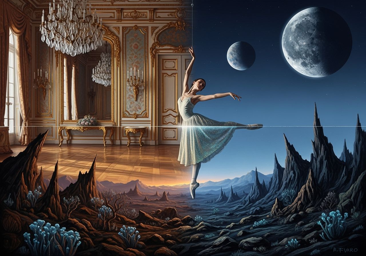 Surreal Ballet Dancer in Dreamlike Worlds