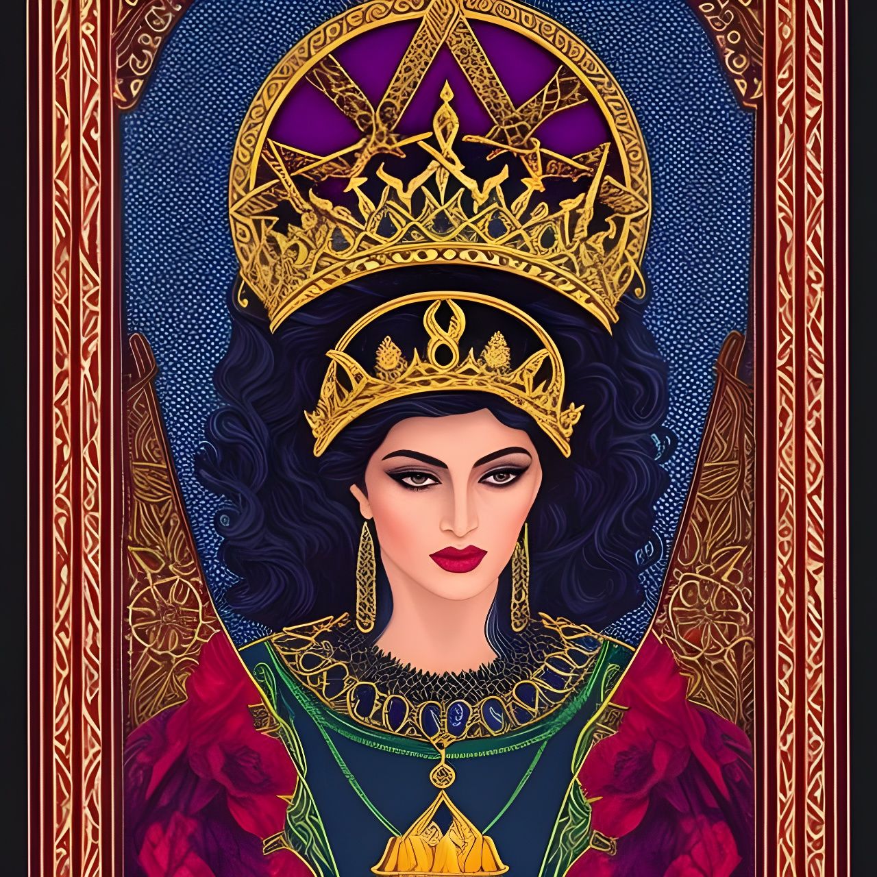 Queen of Pentacles: Detailed Tarot Card Art