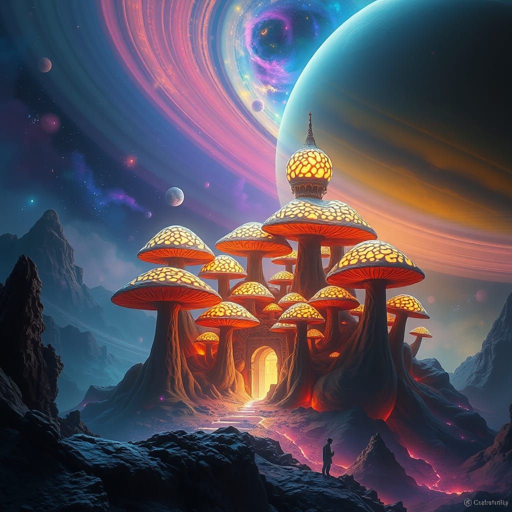 Cosmic Mushroom Metropolis in Saturn's Rings