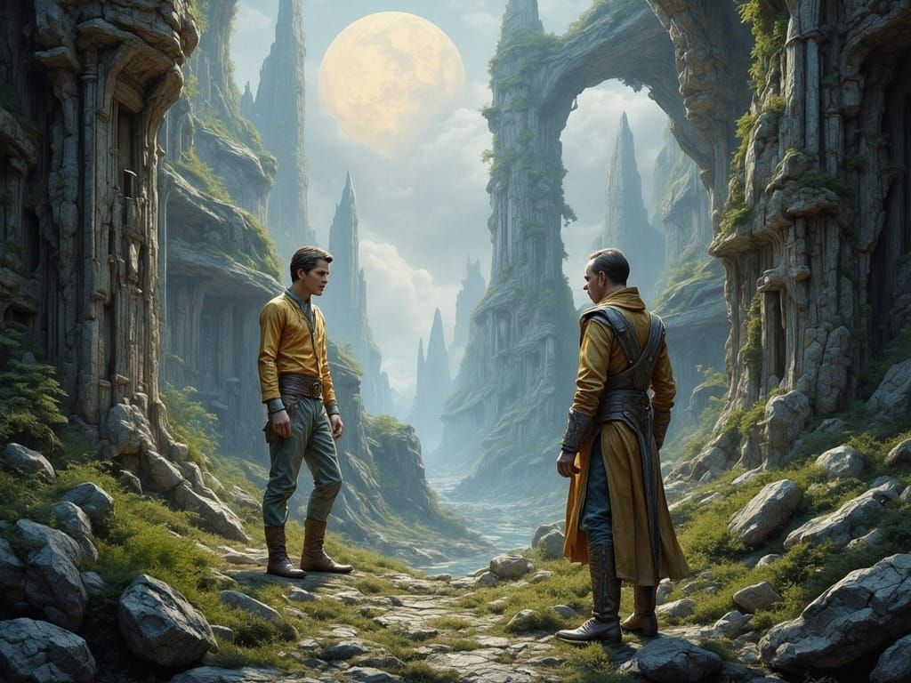 Sci-Fi Strategy Meeting in Ancient Alien Ruins