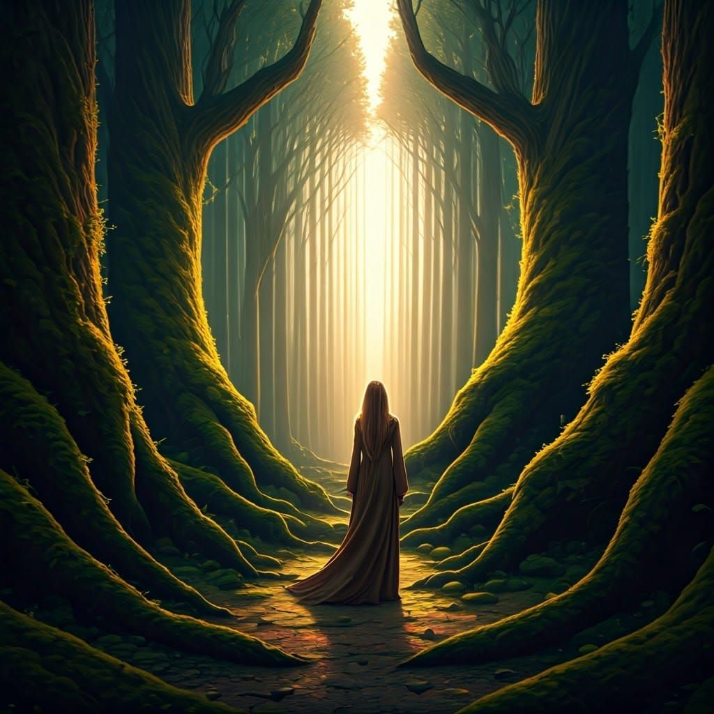 Mystical Forest Woman in Digital Art Style