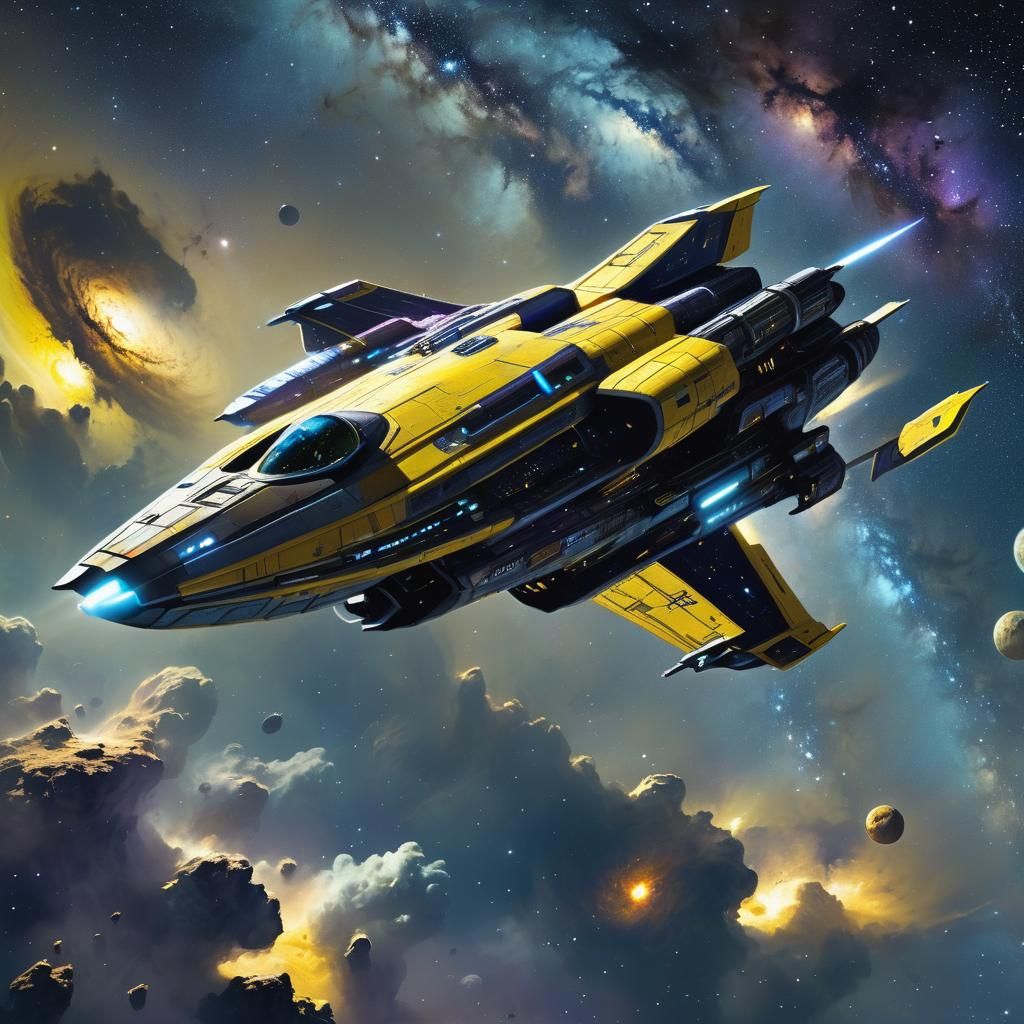 Vulcan Spaceship in Deep Space as Digital Art