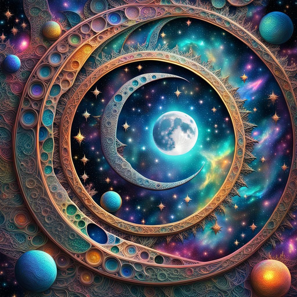 Surreal Sci-Fi Moon Module in Fractal Style