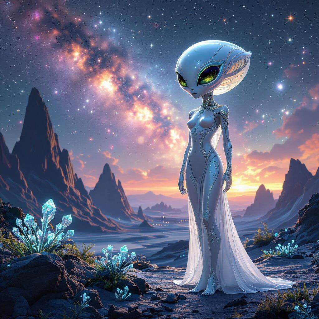 Beautiful Alien Woman on Crystalline Planet