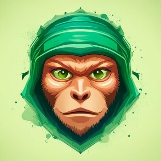 Evil Ninja Monkey Face in Quirky Fantasy Art