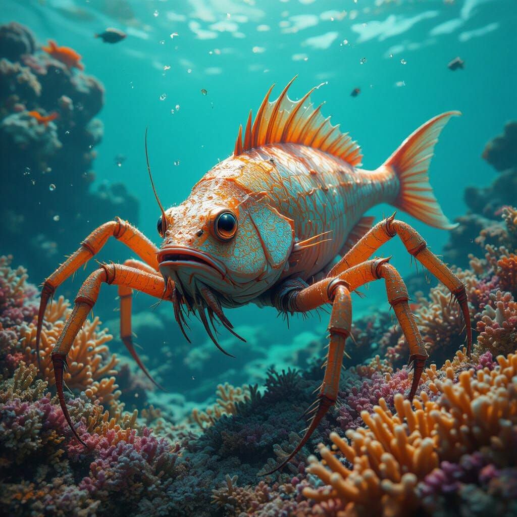 Half-Fish, Half-Spider Creature in High-Fantasy Style