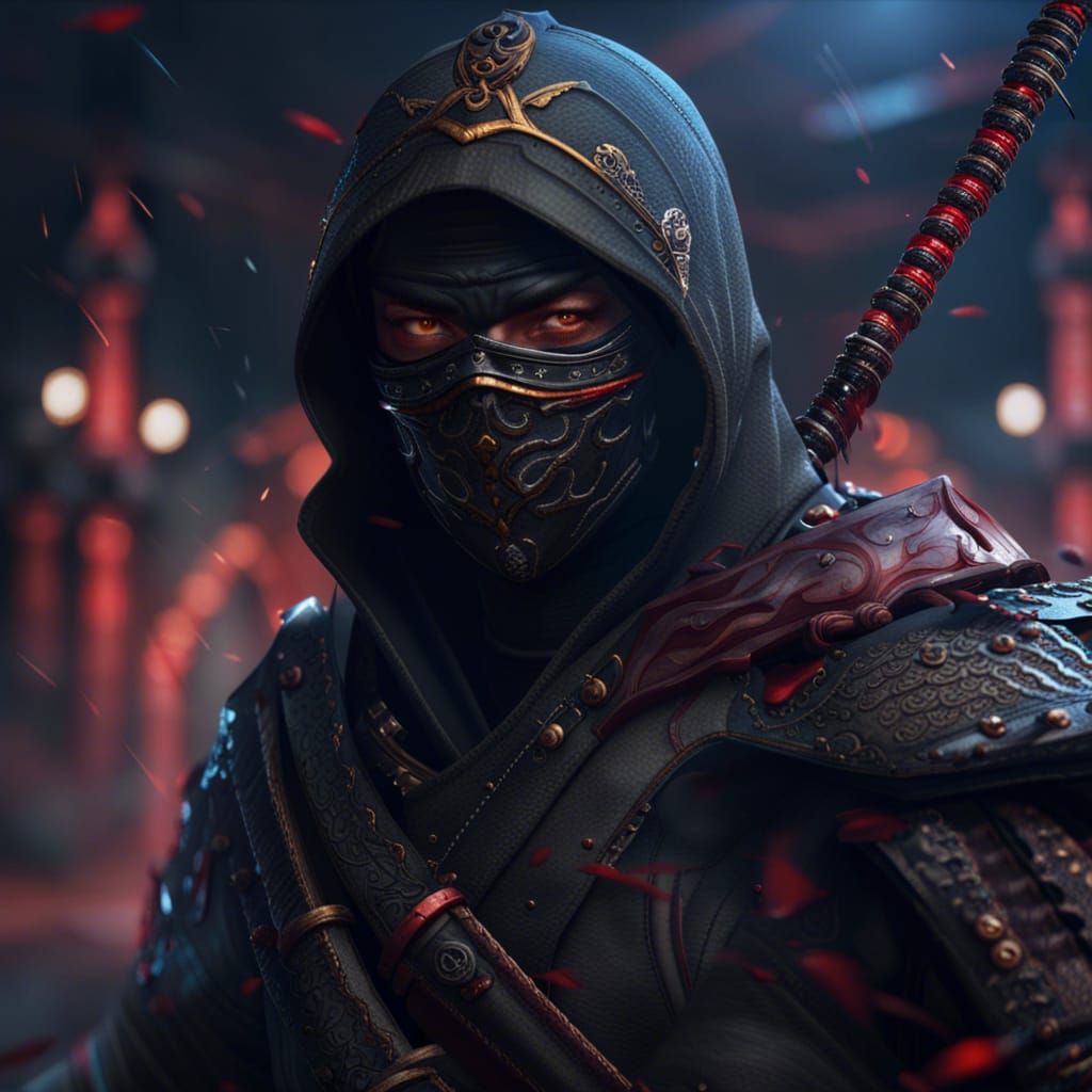 Detailed Ninja Assassin in Matte Painting Style
