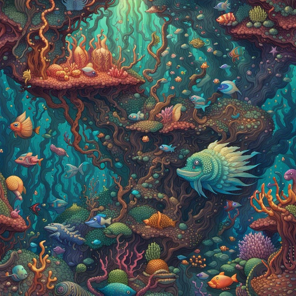 Intricate Pixel Art Under the Sea