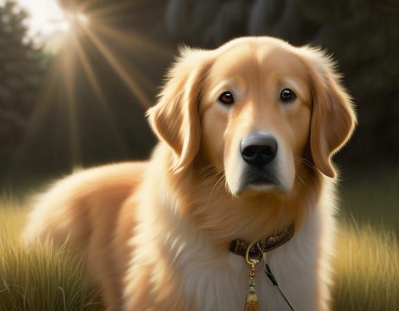 Hyperrealistic Golden Retriever Portrait in Natural Sunlight