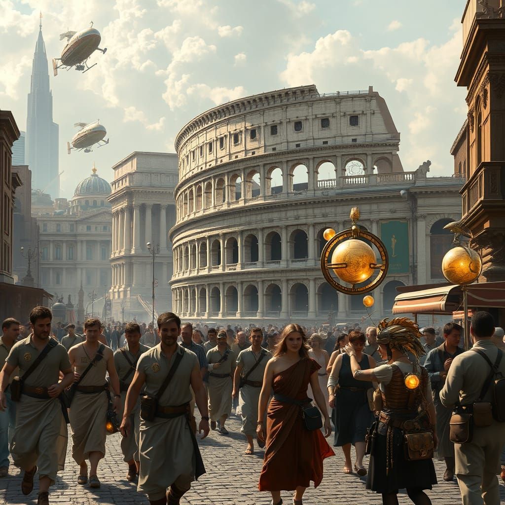Ancient Rome Meets Steampunk in a Bustling Metropolis