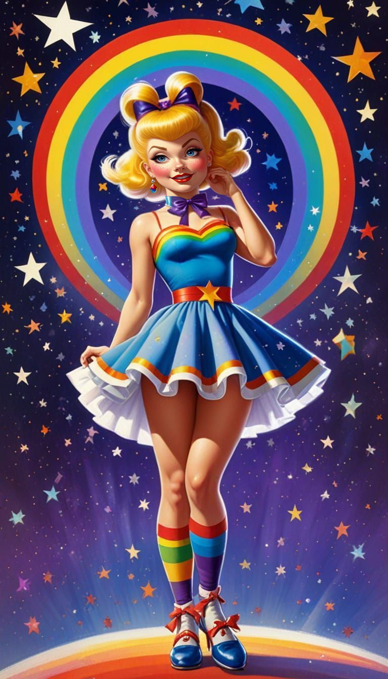 Rainbow Brite Pinup Art in Elvgren Style