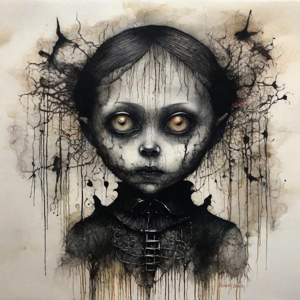 Surreal Pet Shadow Monster in Alcohol Ink Style