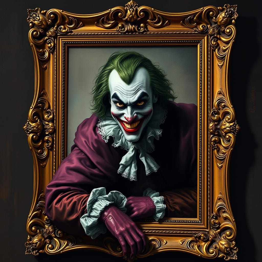 Renaissance Joker Emerges from Golden Frame