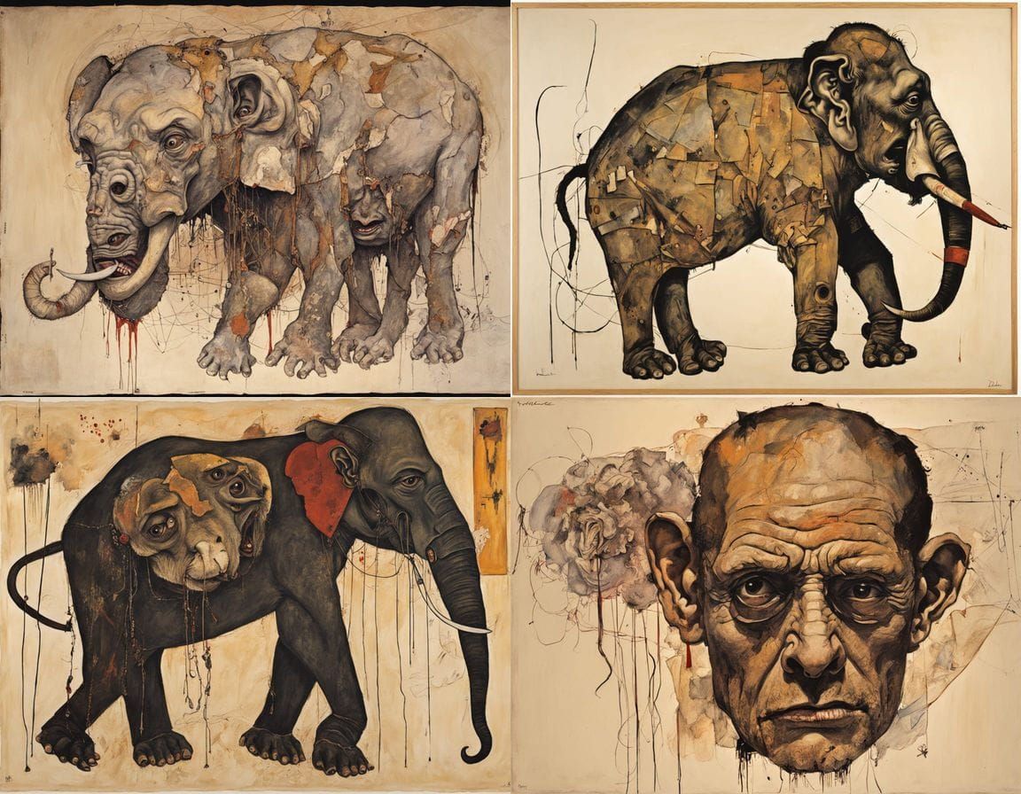 Surreal Horror: Mutant Animal Hybrid in Iranian Art Style