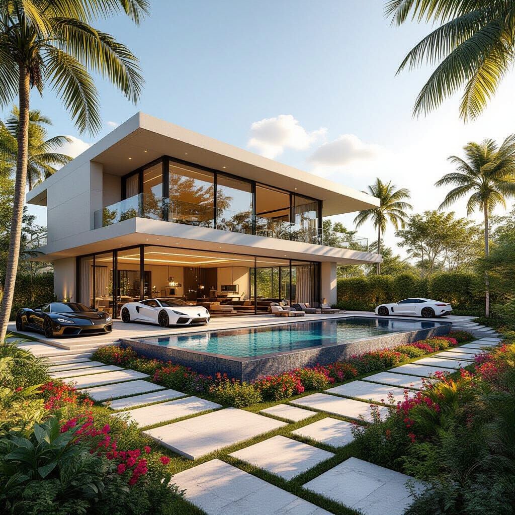 Ultra-Luxurious Modern Mansion with Infinity Pool and Garden...