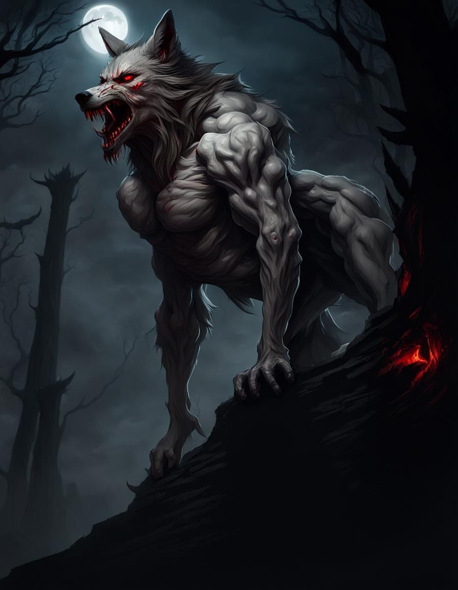 Werewolf Transformation in Dark Fantasy Style