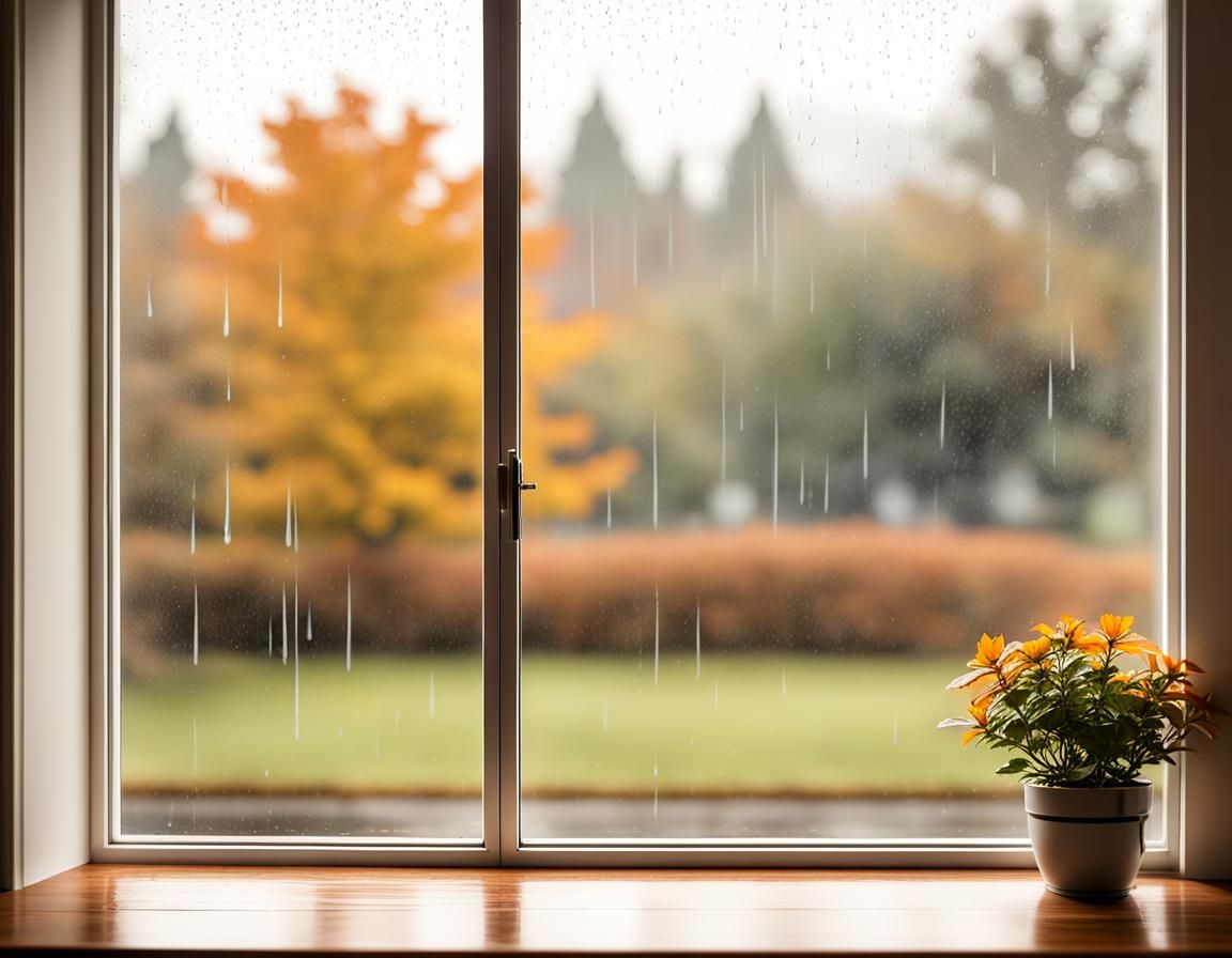 Rainy Day Window Scene: A Tranquil Moment