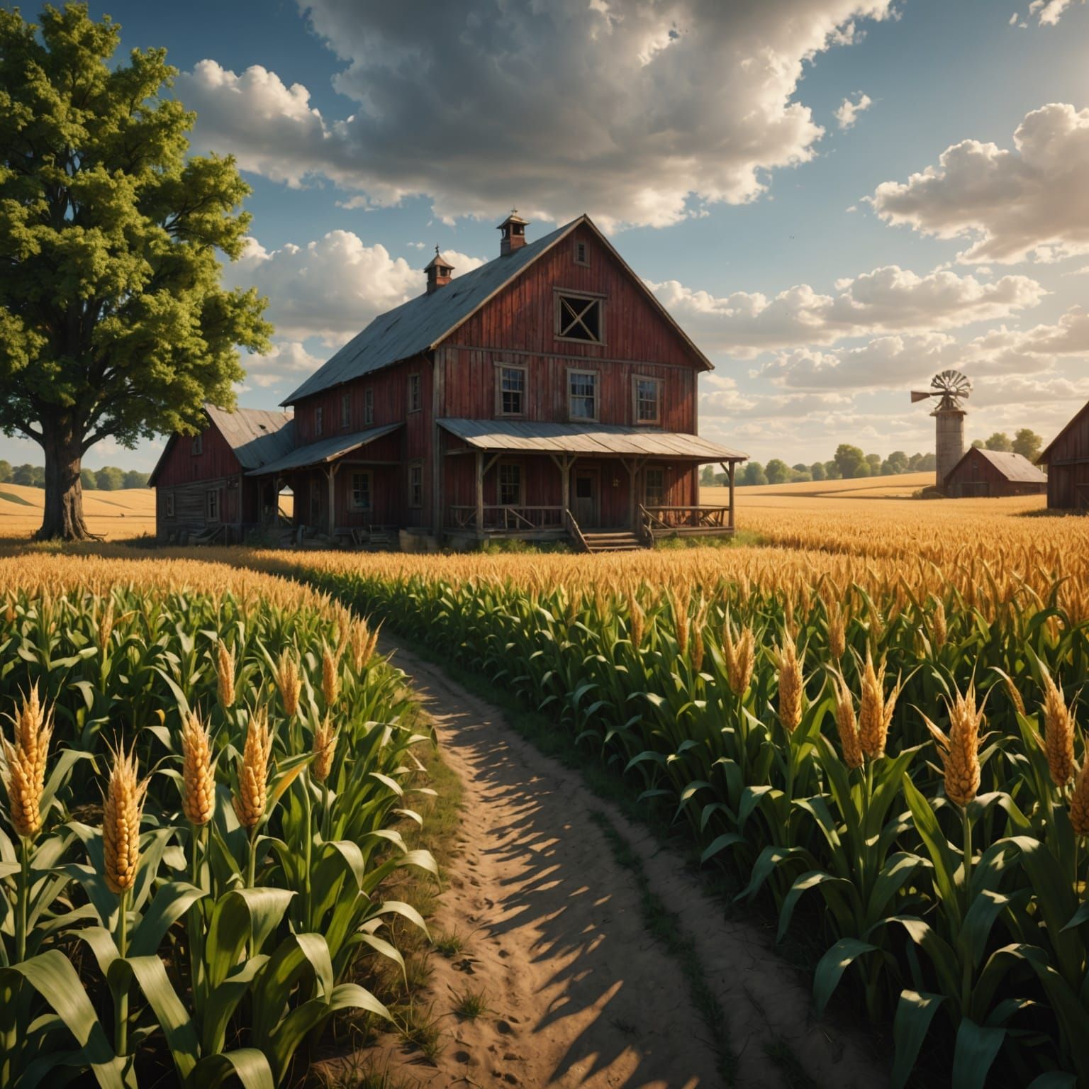 Vibrant Cornfield Oasis in Fantasy Land