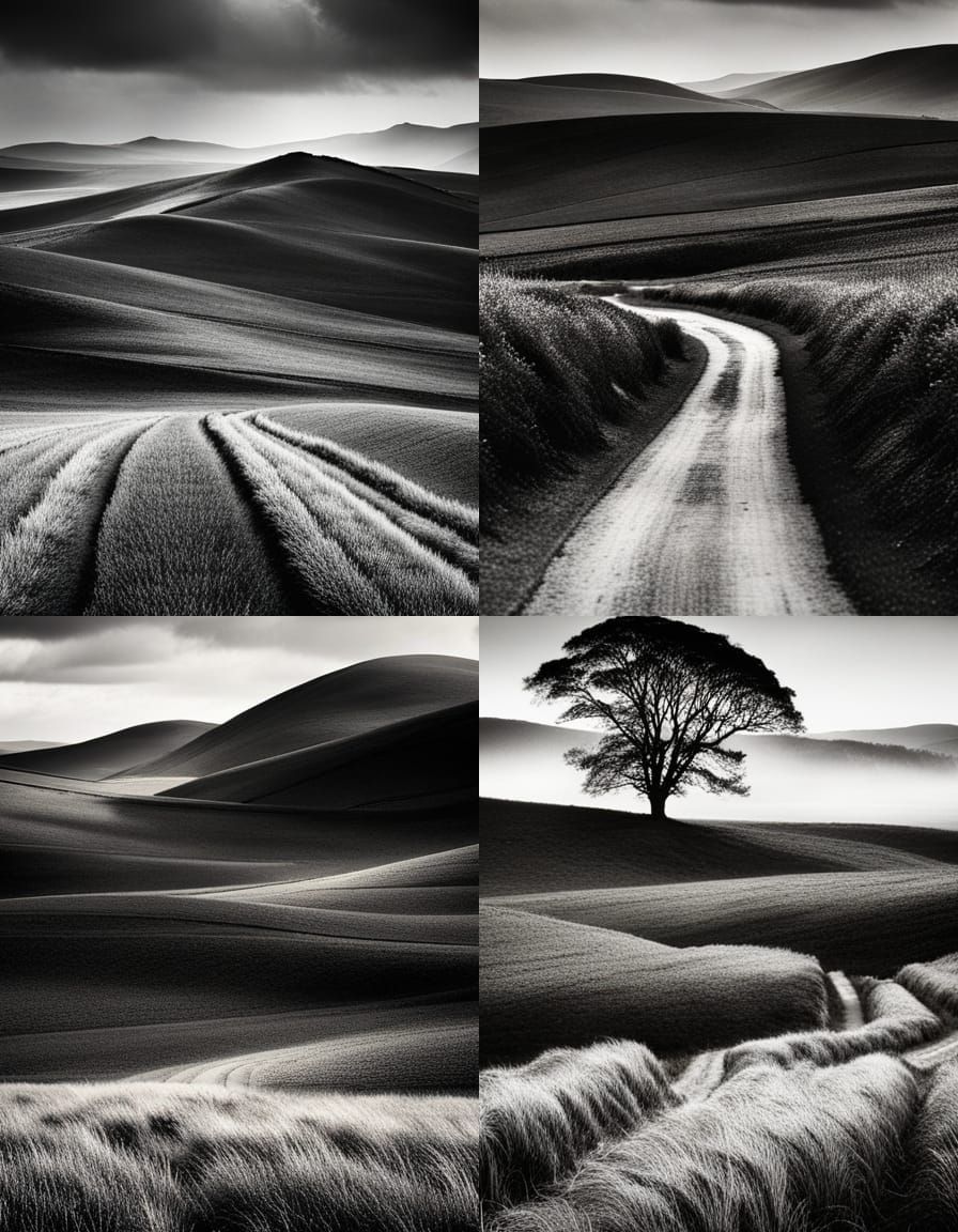 Gritty Landscape in Black and White Style