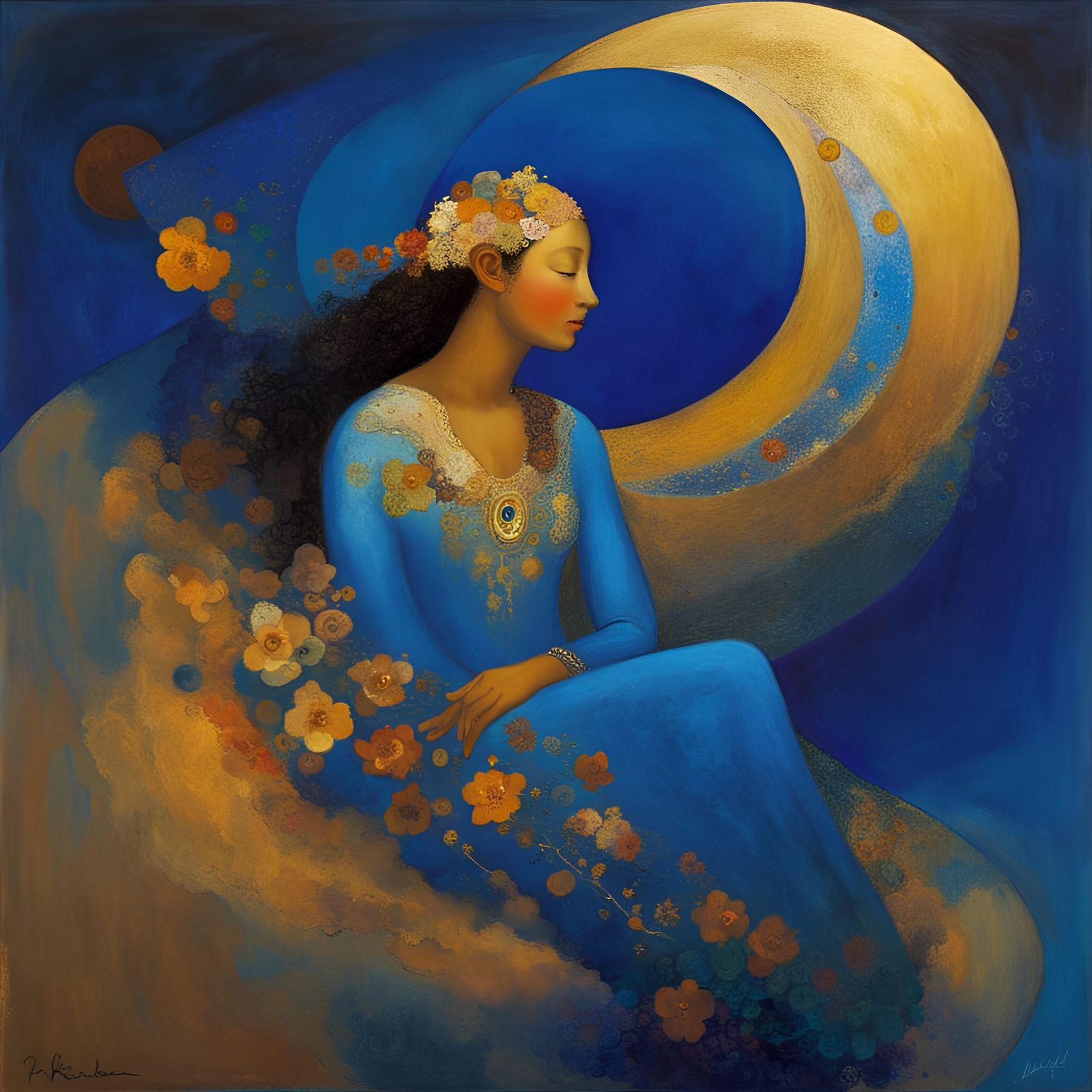 Eurasian Goddess in Vibrant Abstract Style