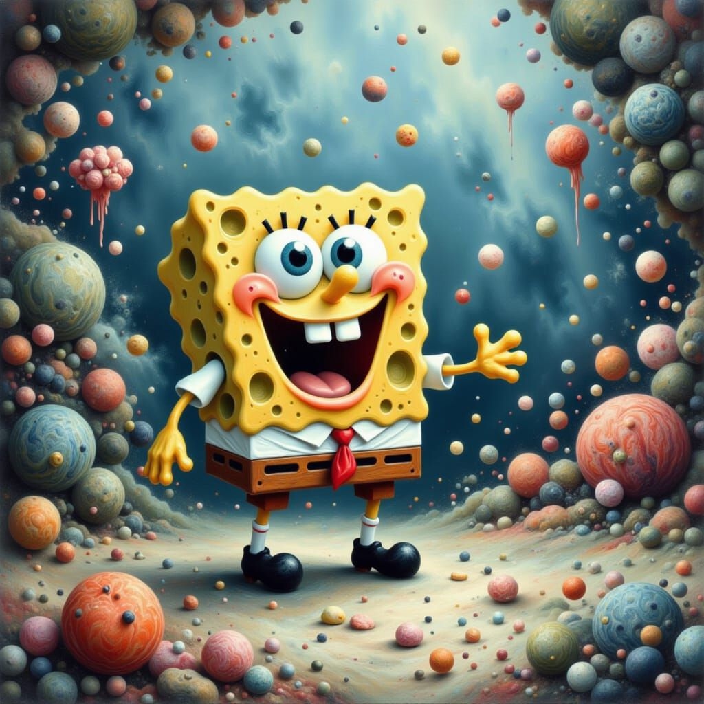 Spongebob Squarepants as Fluid Art Illustration
