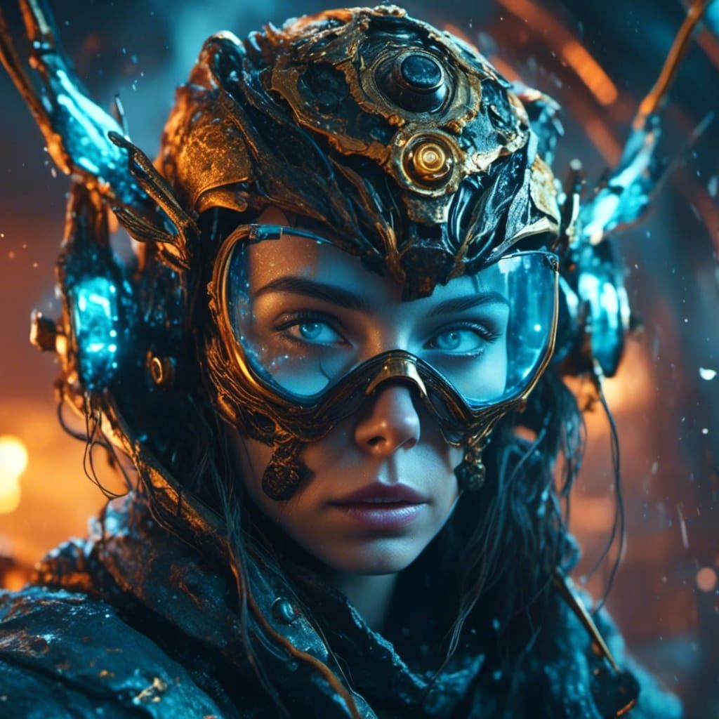 Apocalyptic Woman Escaping Nuclear Fallout, Digital Art