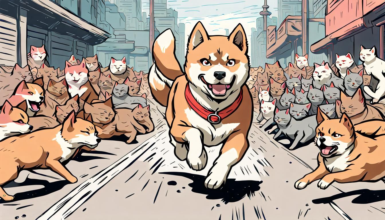 Shiba Inu's Wild Chase: 80s Anime Style
