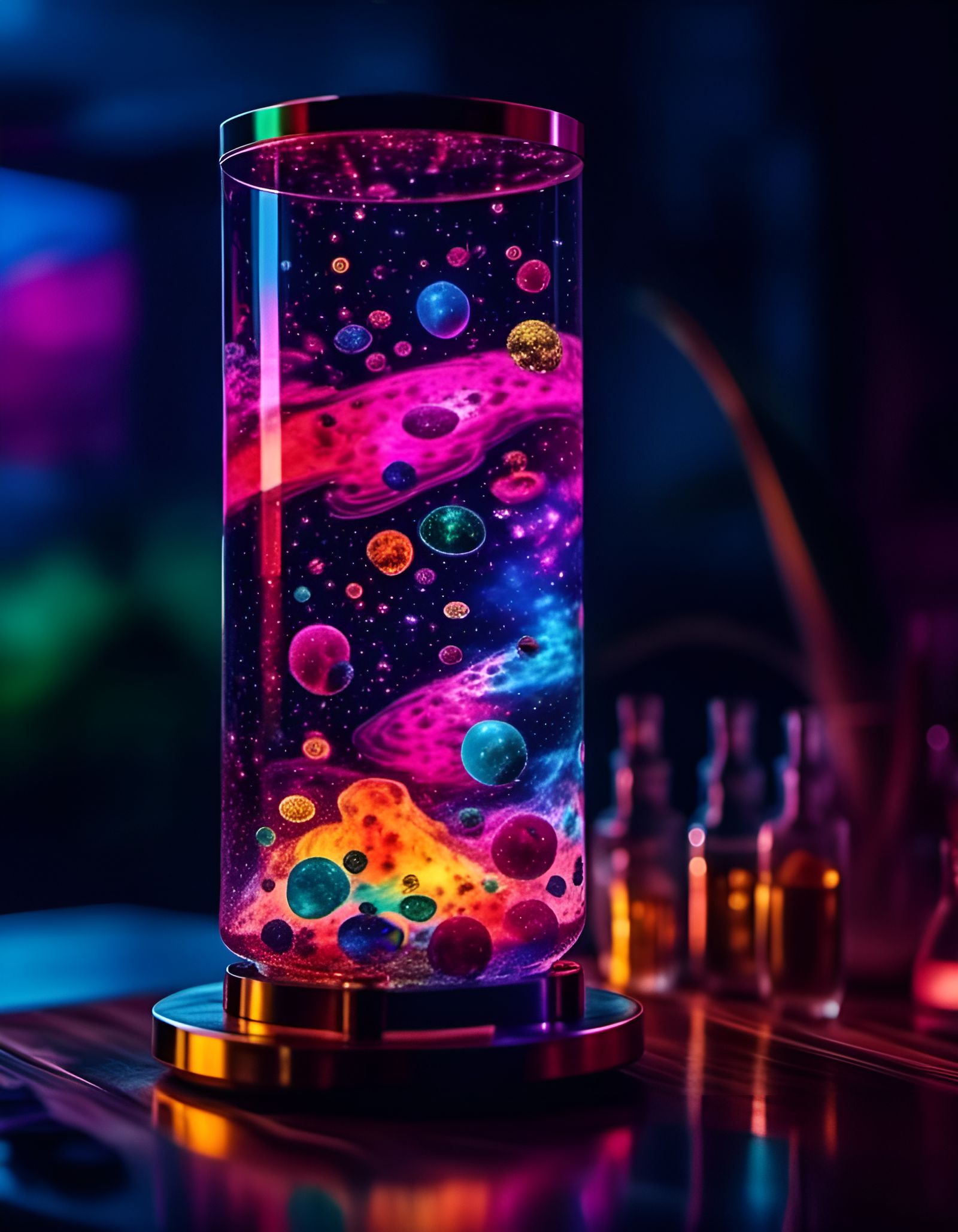 Surreal Lava Lamp Galaxy in Night Sky