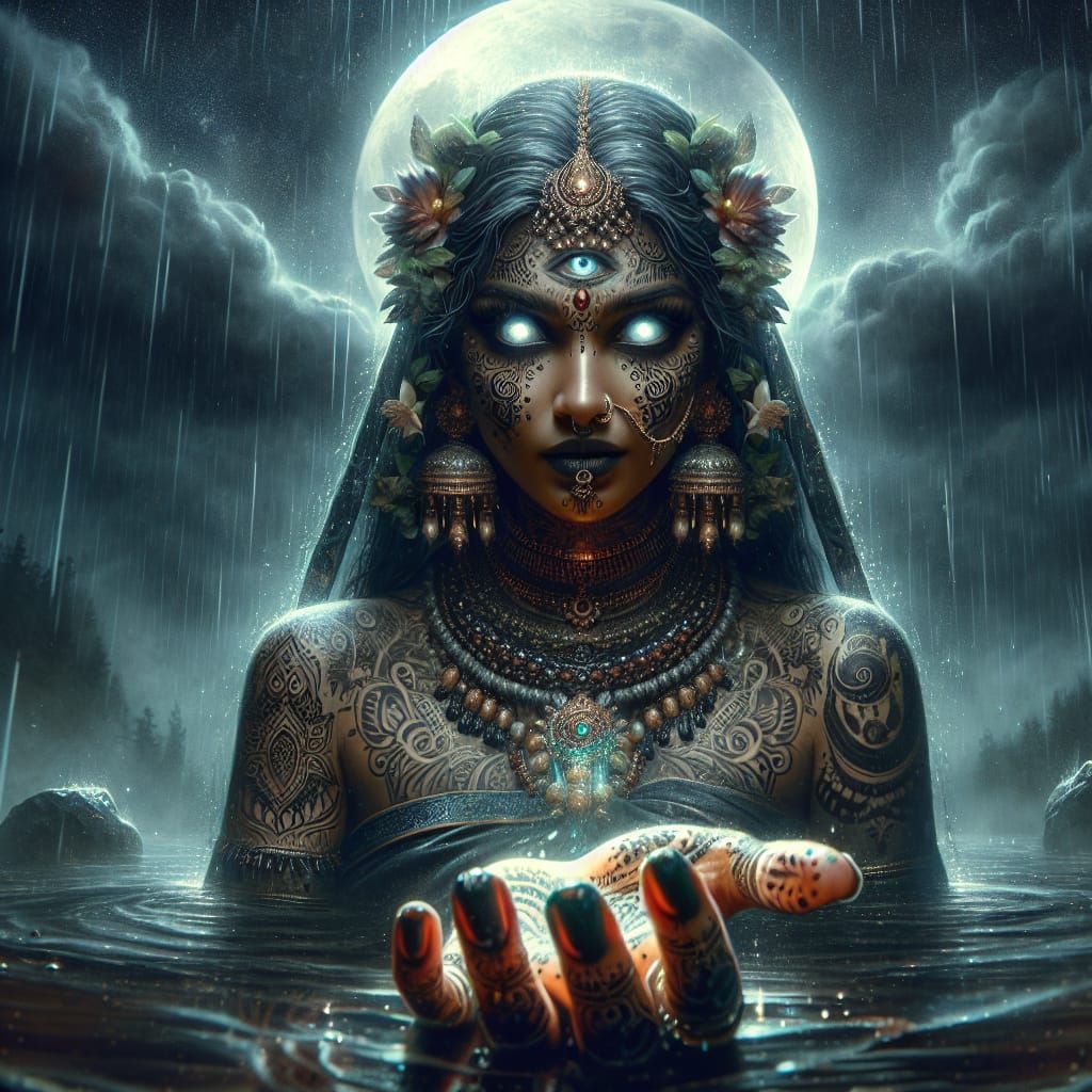 Goddess Kevari in Eerie Forest: Hyperrealistic Airbrush Oil ...