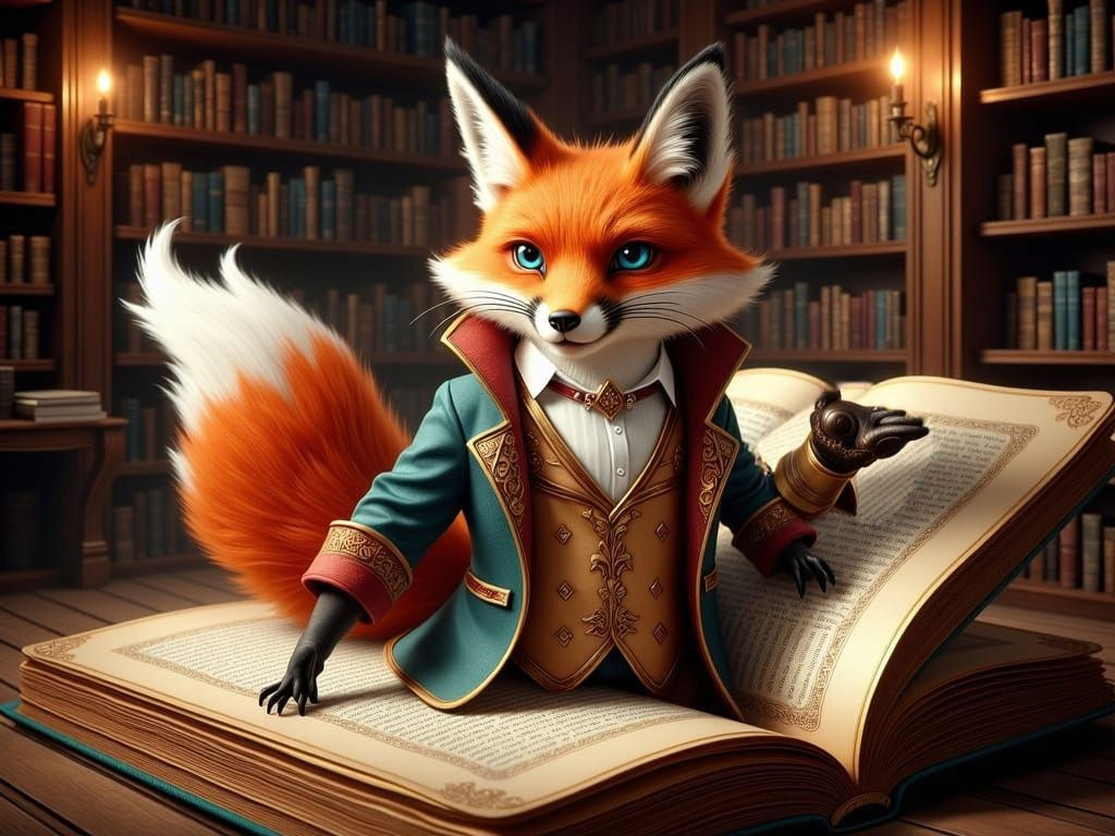 Whimsical Fox Emerges from Vintage Book