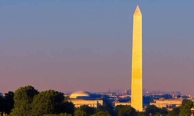 Washington Monument Shimmers in the Sunlight