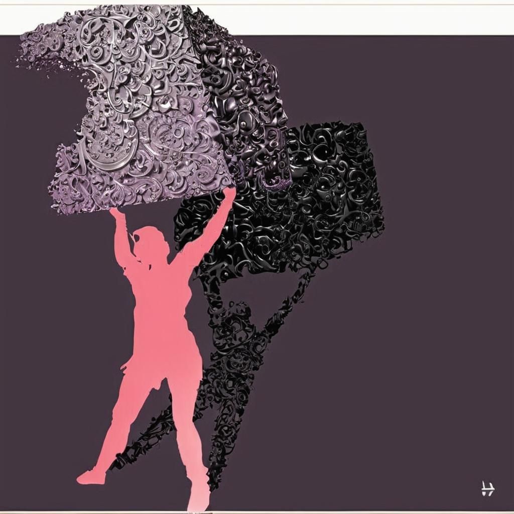 Mystical Figure Lifting Abstract Object in Dark Fantasy Art