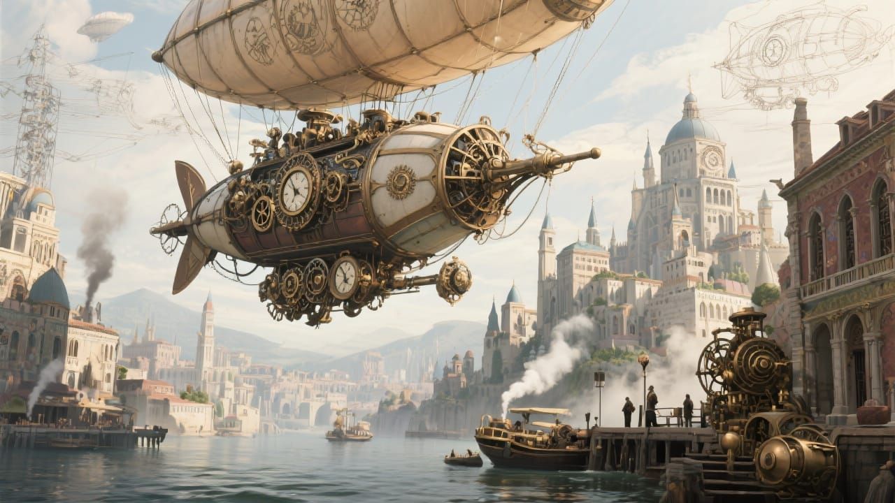 Renaissance Airship Docks at Steampunk Floating City
