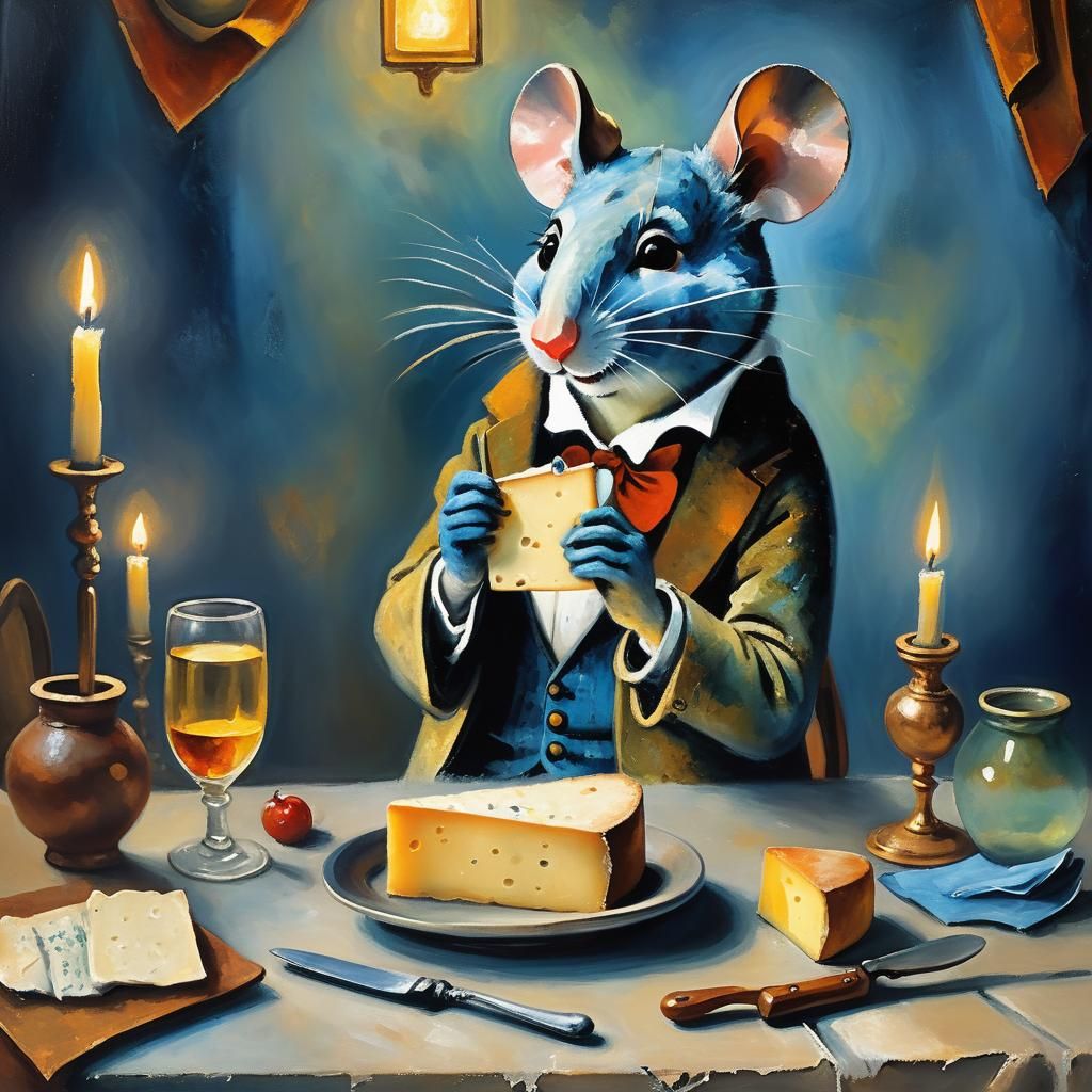 Mouse Cheese Taster in Surrealist Style