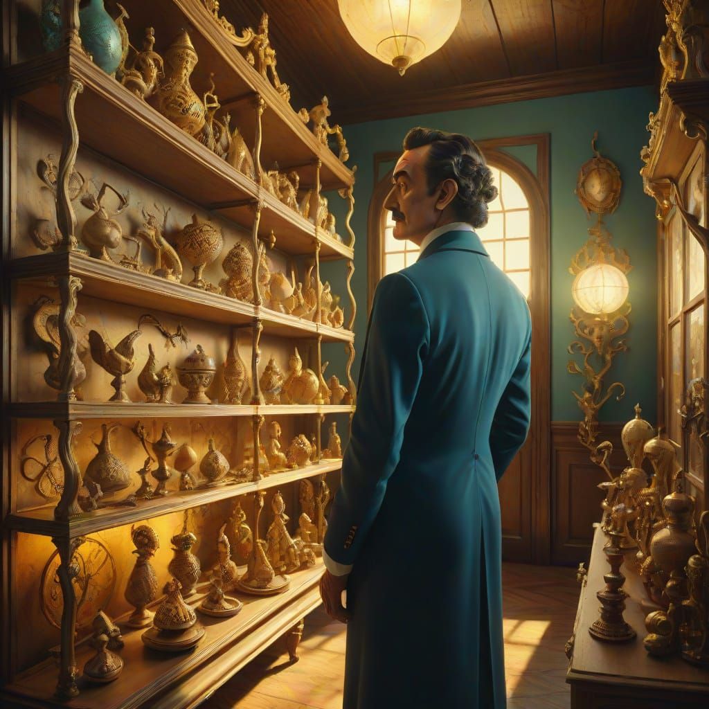 Surrealist Maven in Golden Light, Salvador Dali Inspired