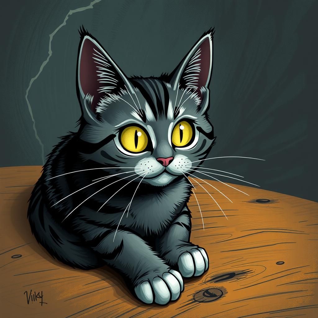 Schrödinger's Cat Conceptual Illustration