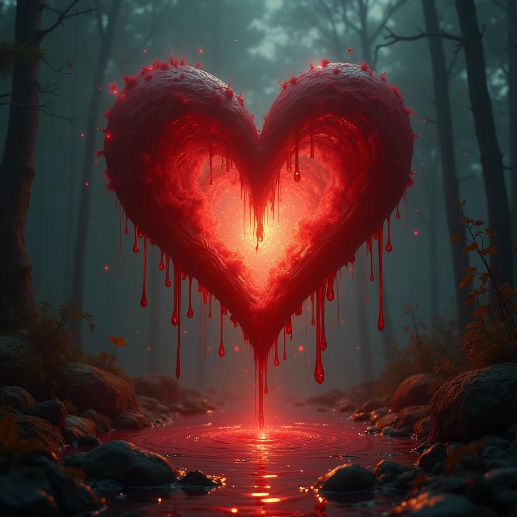 Bleeding Heart: Crimson Love and Sorrow in Ethereal Light