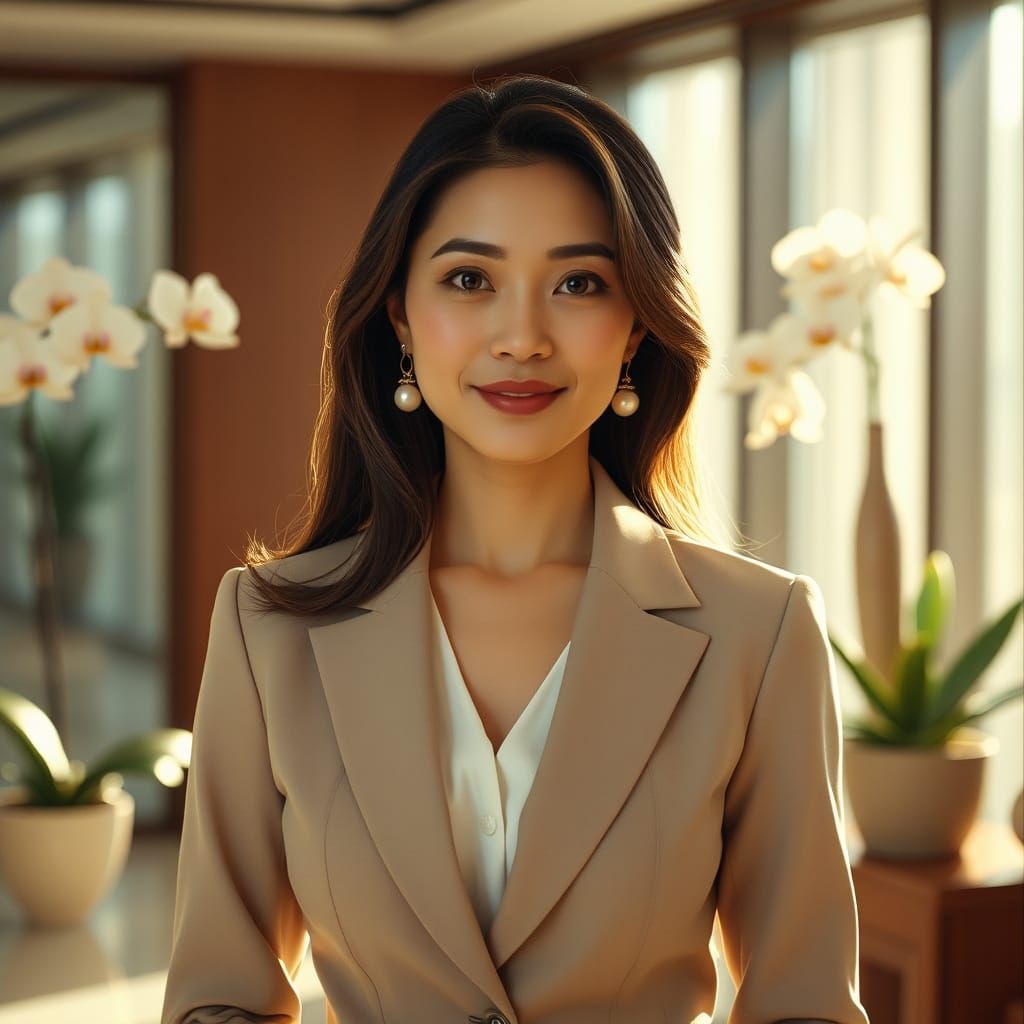 Confident Businesswoman in Luxurious Office: Cinematic Film ...