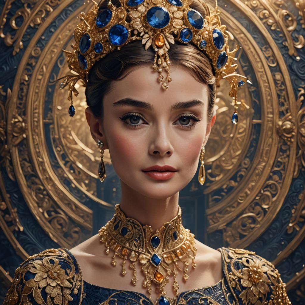 Glamorous Portrait in Sapphire and Amber