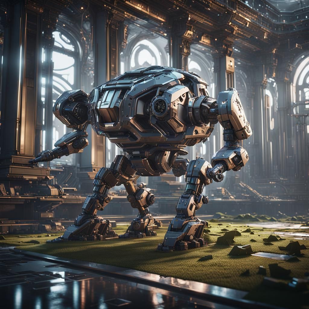 Futuristic Mansion with Intricate Mech Details in 8K