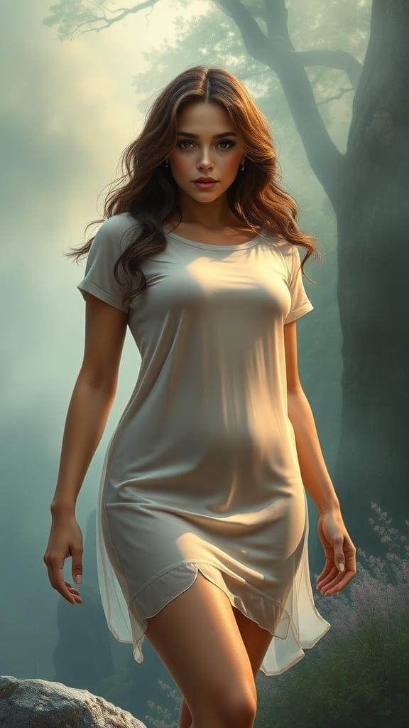 Ethereal Fantasy Nude in Diaphanous Dress